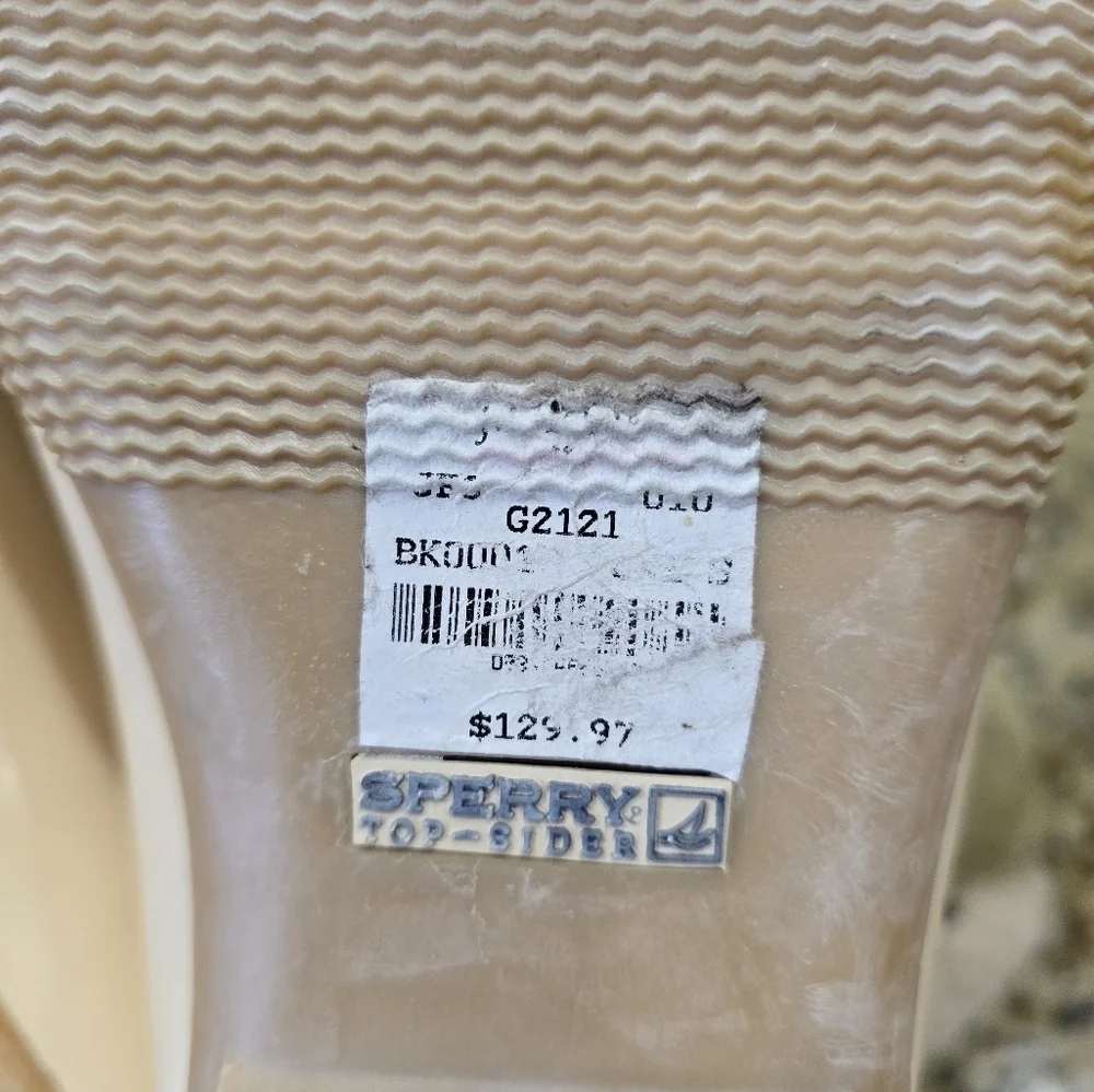 Women’s Sperry J. Crew Shearwater Duck Boots 100% Wool Lining Size 9 Ivory